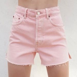 NWOT Zara High-Rise Pink Jean Shorts, Size 6